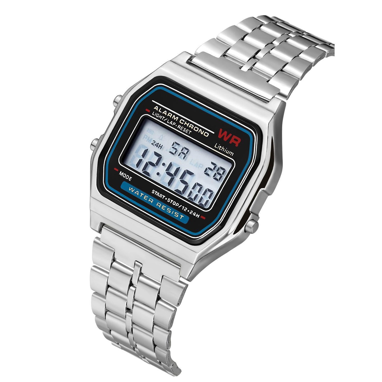 WR F91W Electronic Watch with Steel Band